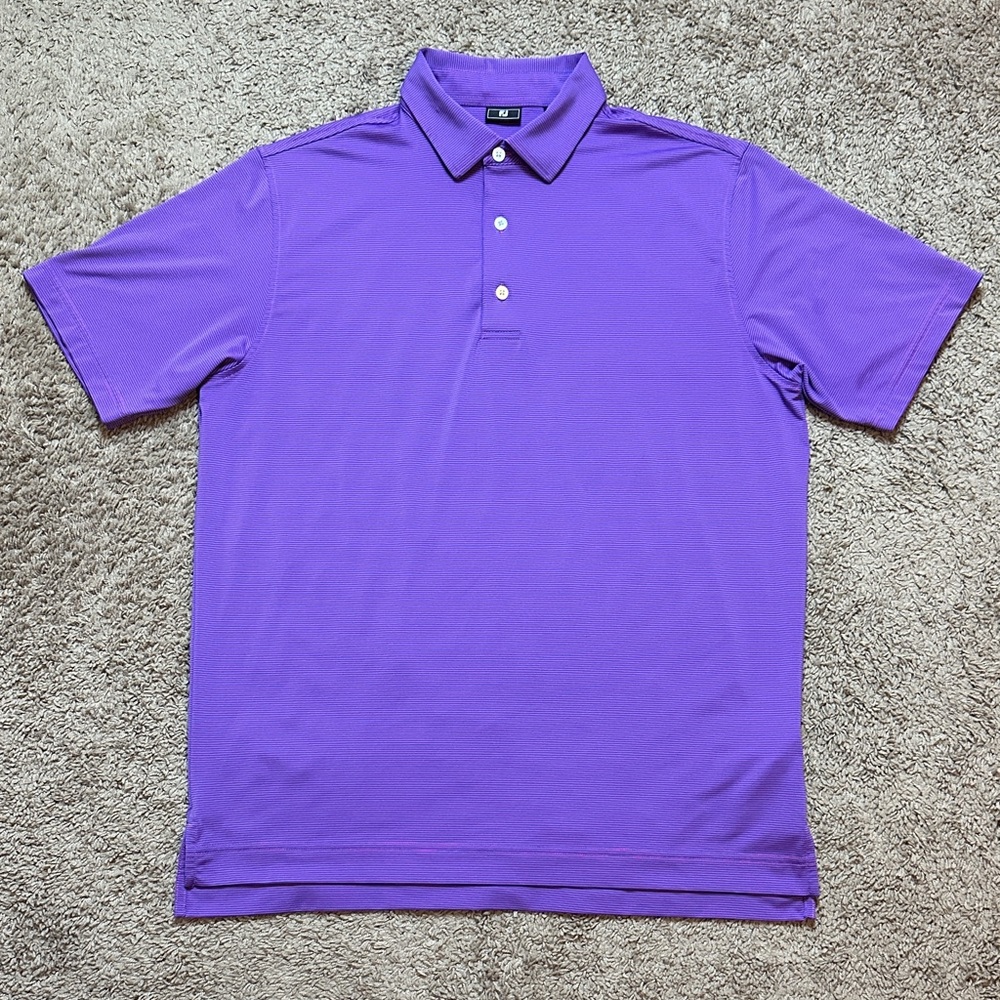 FootJoy FJ Mens Large L Purple Pink Stripe Short Sleeve Golf Polo Shirt
30459